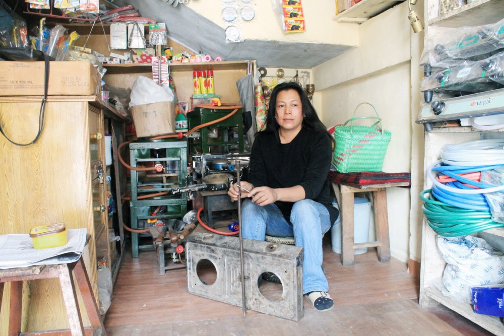 Yangerla Jamir runs a centre in Kohima town where she repairs gas stoves, cylinders and other kitchen utilities and at the same time provides free training to persons interested in repairing. (Morung Photo)